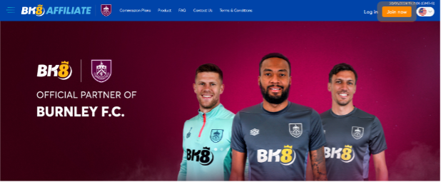 BK8 Affiliate website & screenshot